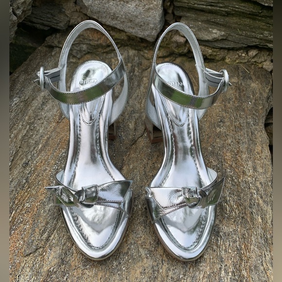 New In Box! Alexandre Birman Clarita 75 Flare Mettalic Silver Sandal 37.5 - Picture 5 of 15